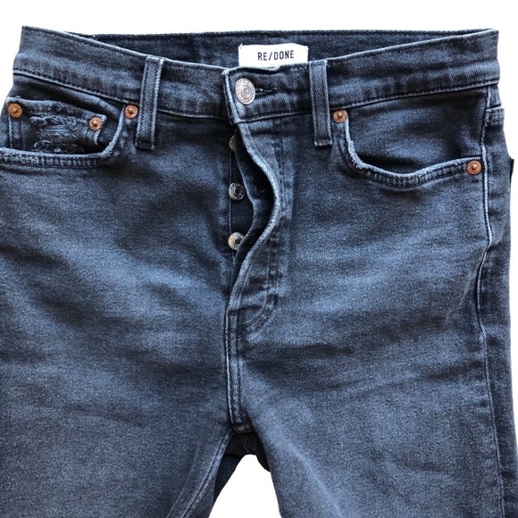 Re/Done Originals Cut Off Shorts Distressed Faded Coal Size 28 - Picture 3 of 13